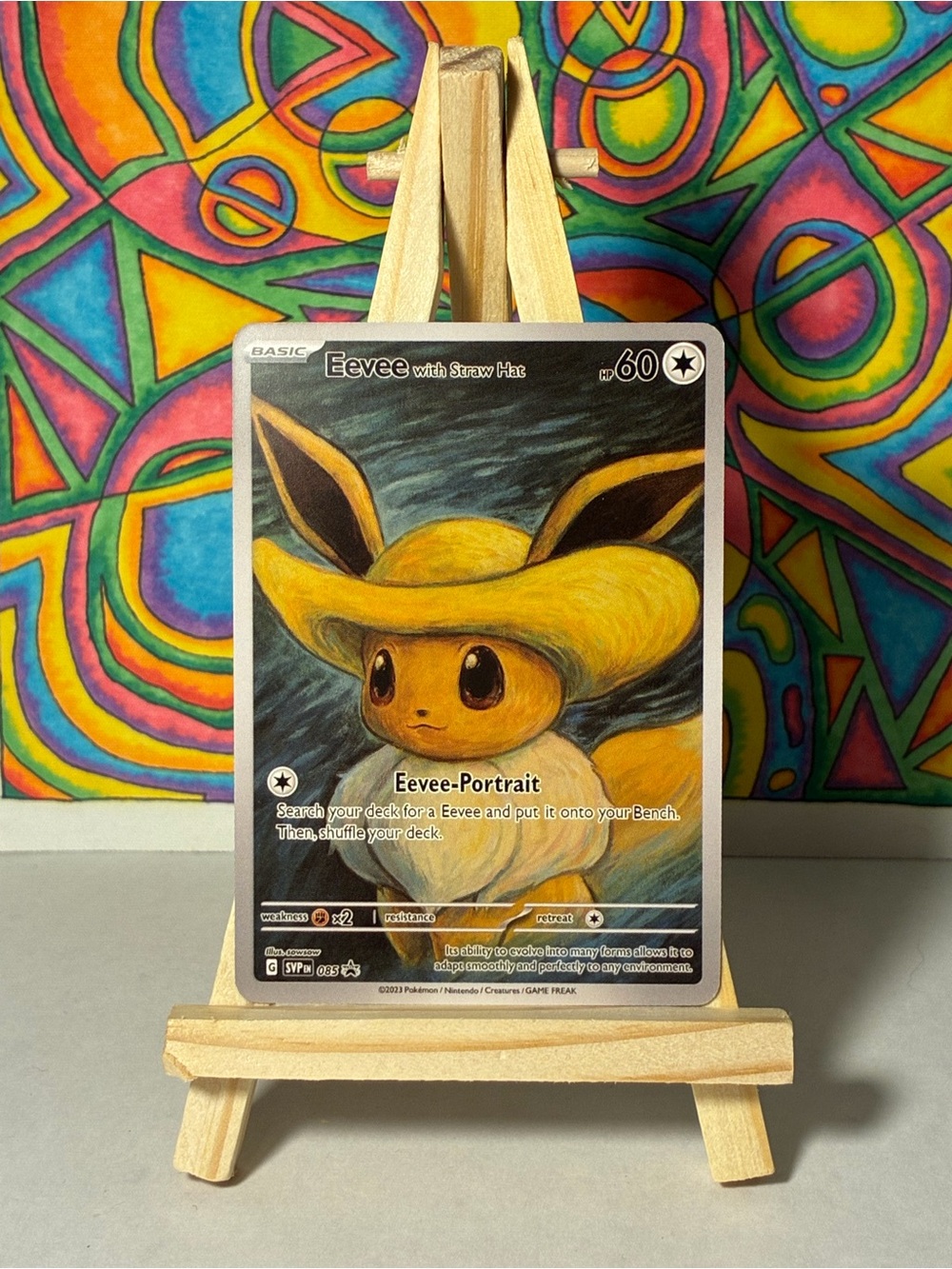 Pokémon Eevee with Hat Portrait Fan Art Card Van Gogh Painting Style Collectible